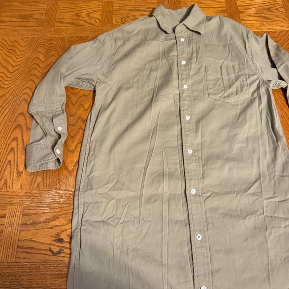 Buck Mason Midi Twill Shirt Dress in Olive Green Sz XS Long Sleeve Relaxed Fit - Picture 3 of 15
